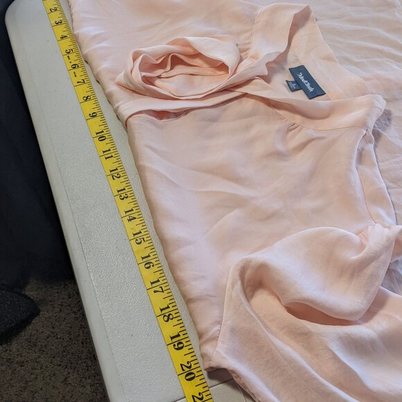 NWOT Mod Cloth blouse with tie at neck, 3/4 length sleeve, blush, semi-sheer - Picture 8 of 10